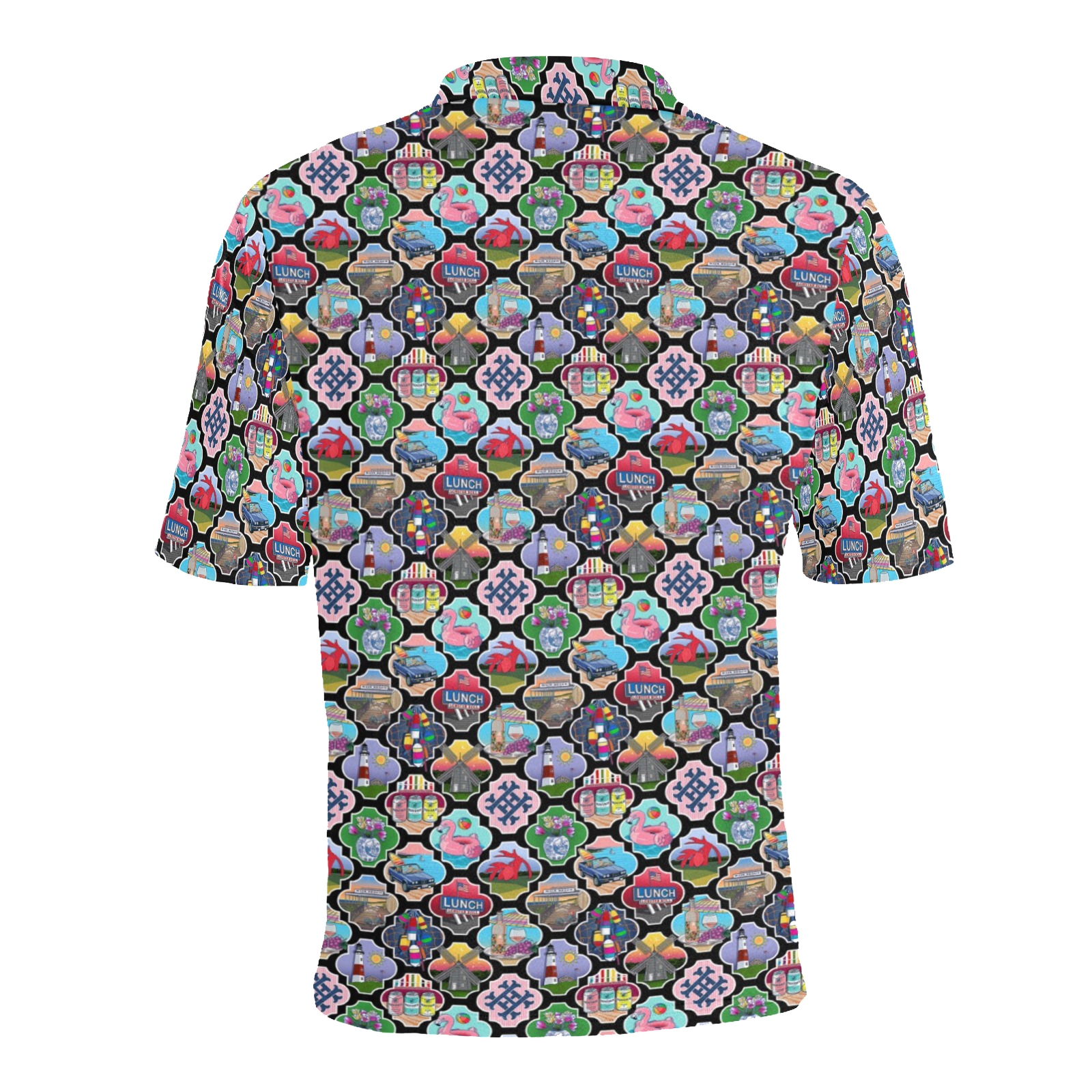 Men's All Over Print Polo Shirt (T55)