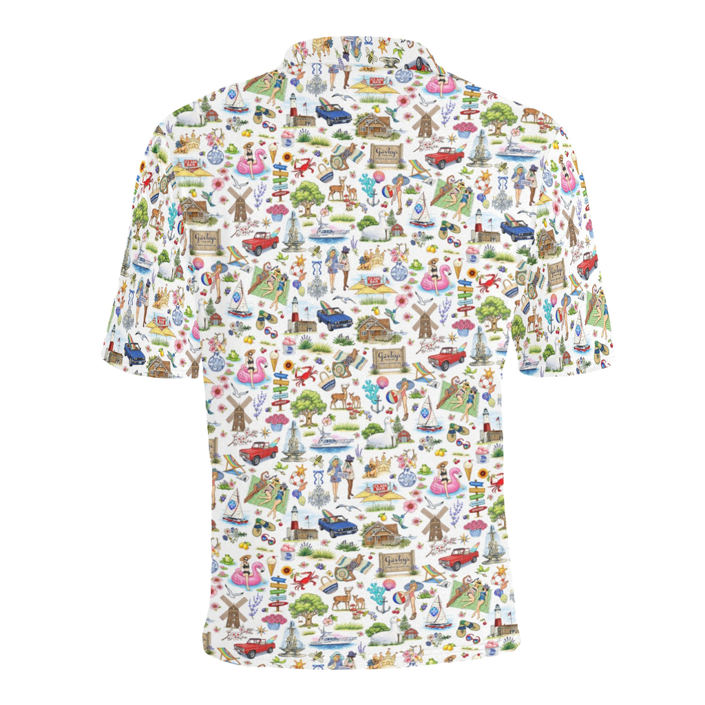 Men's All Over Print Polo Shirt (T55)
