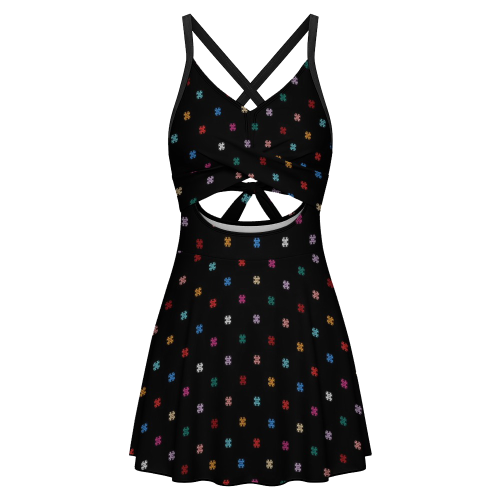 Keyhole tie-back one-piece swim dress