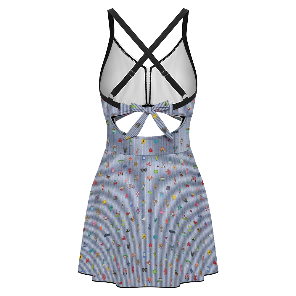 Women's keyhole tie-back one-piece swim dress