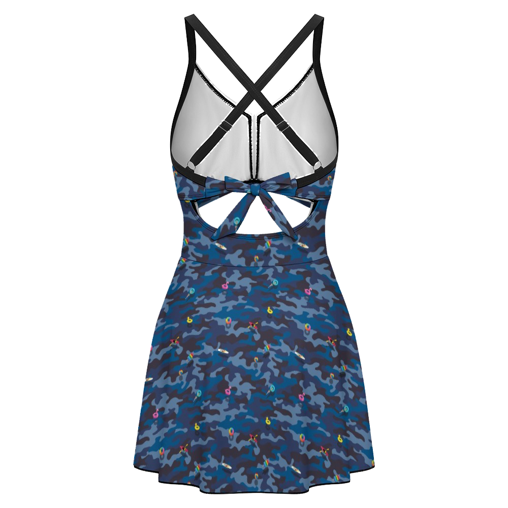Women's keyhole tie-back one-piece swim dress