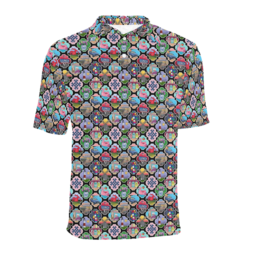 Men's All Over Print Polo Shirt (T55)