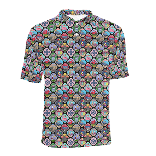 Men's All Over Print Polo Shirt (T55)