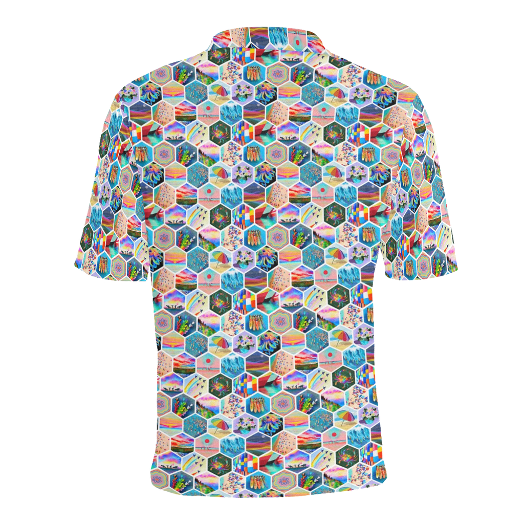 Men's All Over Print Polo Shirt (T55)