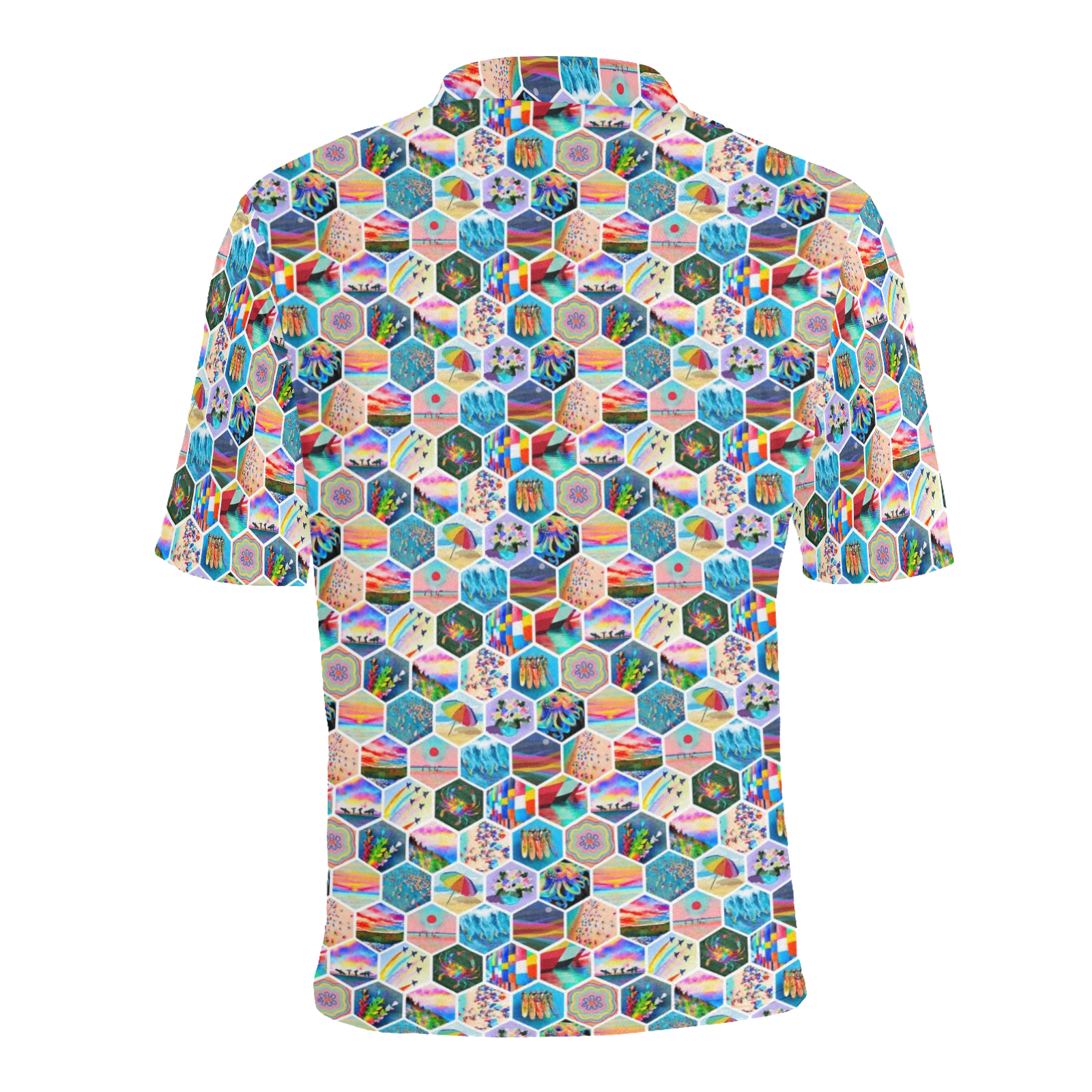 Men's All Over Print Polo Shirt (T55)