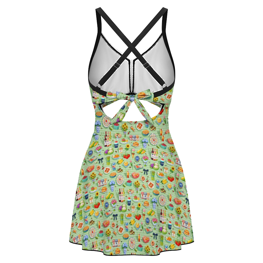 Women's keyhole tie-back one-piece swim dress