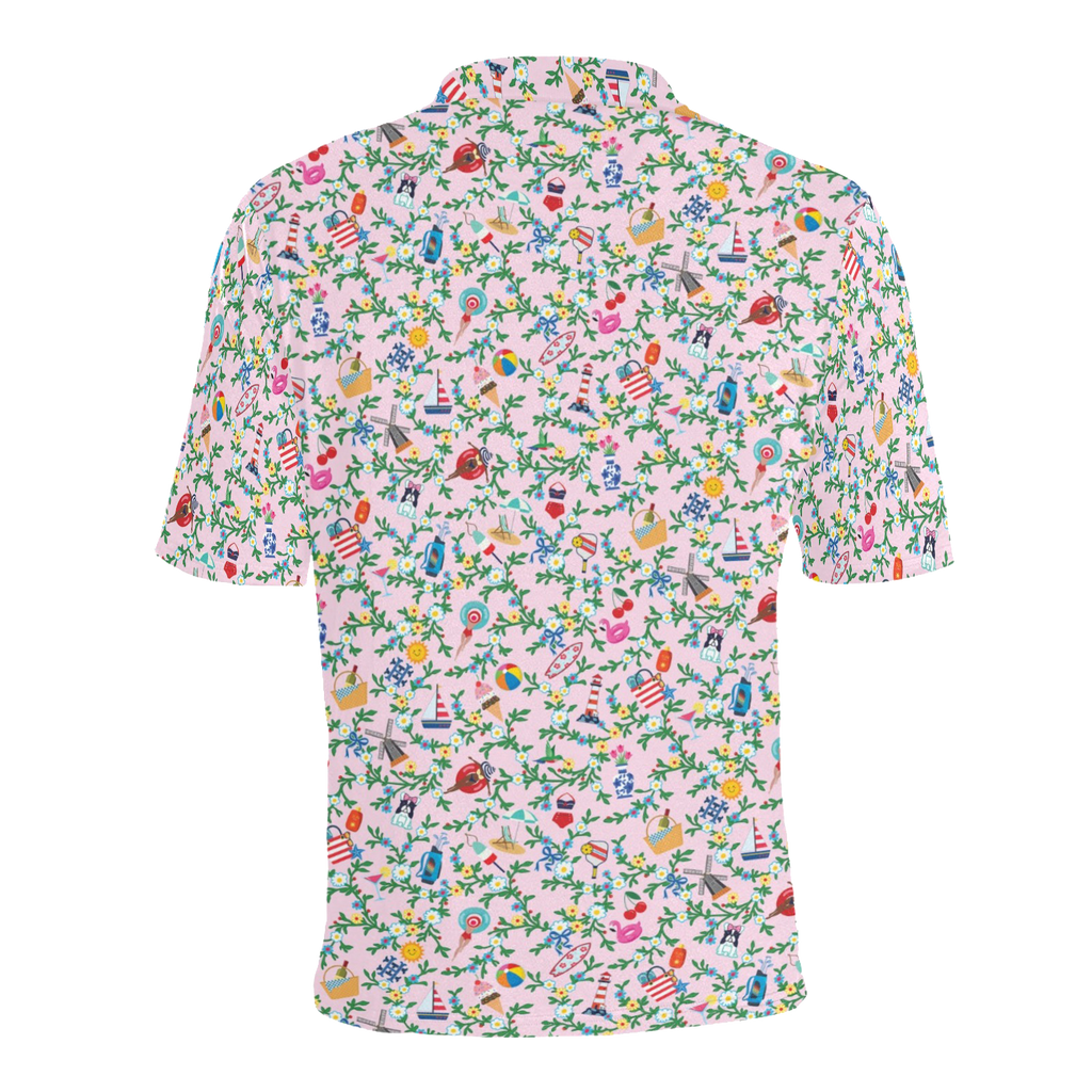 Men's All Over Print Polo Shirt (T55)