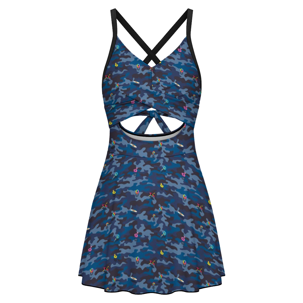 Keyhole tie-back one-piece swim dress