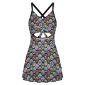 Women's keyhole tie-back one-piece swim dress