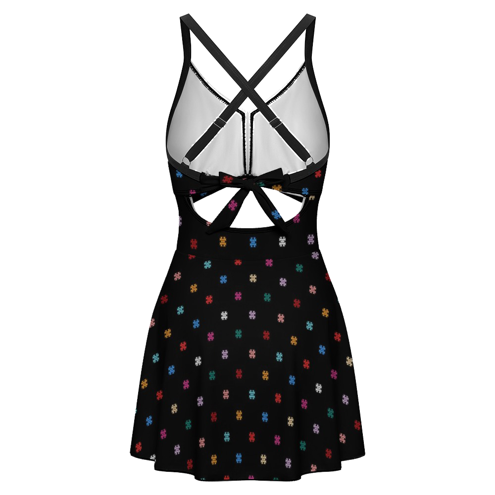 Women's keyhole tie-back one-piece swim dress