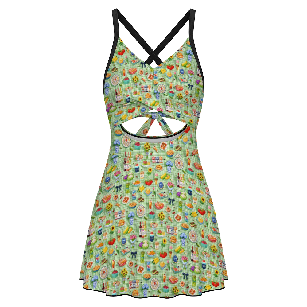Keyhole tie-back one-piece swim dress