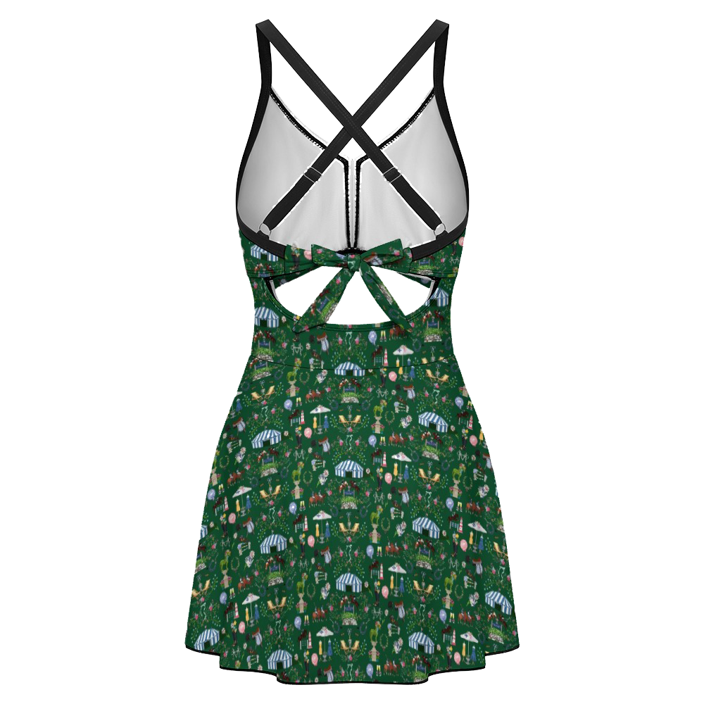 Women's keyhole tie-back one-piece swim dress