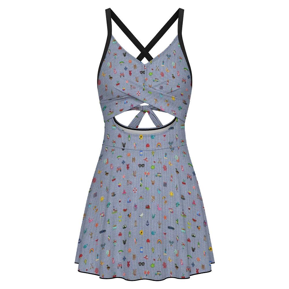 Keyhole tie-back one-piece swim dress