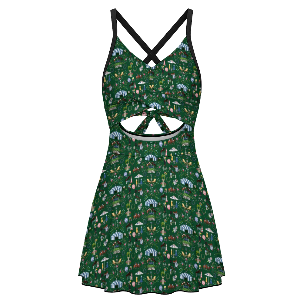 Keyhole tie-back one-piece swim dress
